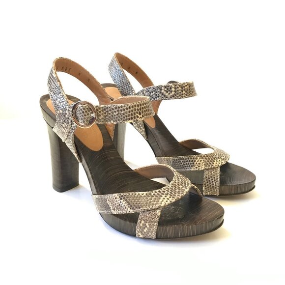 Salvatore Ferragamo Fondente Lizard Heels Pumps Sandals Womens 36 6 Brown Tan - Picture 2 of 12